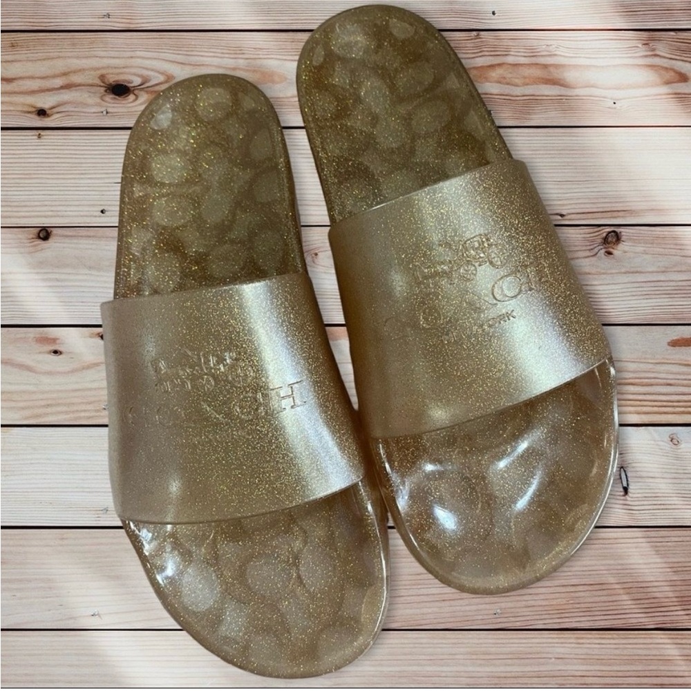 COACH Champagne Women's Ulyssa Jelly Pool Slide Sandal Size 9.  Worn 2xs